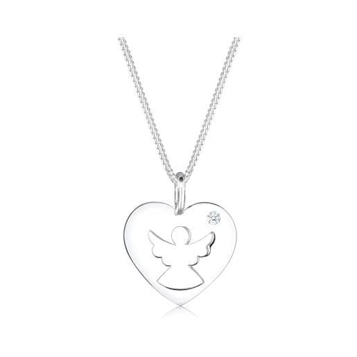 DIAMORE elli diamonds collana donna cuore angelo custode diamante (0.03 ct. ) in argento sterling 925