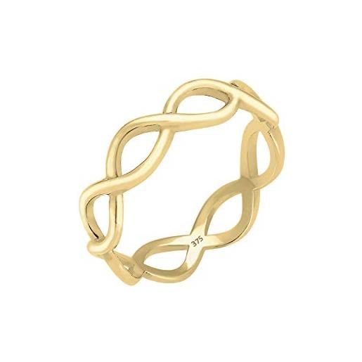 Elli premium infinity anello da donna in argento 925, placcato oro giallo, misura 52 (16.6)
