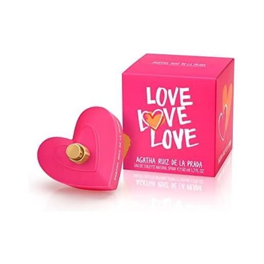 Agatha Ruiz de la Prada perfumes - love love love, eau de toilette spray per donne, agrumi fruttato con note floreali di rosa e gelsomino - 50 ml
