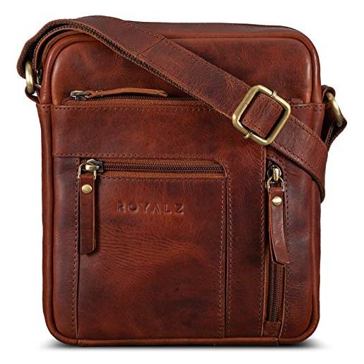 ROYALZ 'dallas' borsello uomo tracolla pelle piccolo borsa vero cuoio borsa a tracolla vintage stil, colore: nero