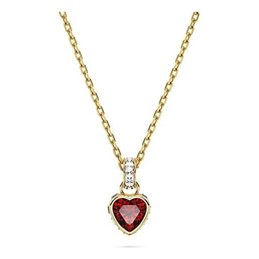 Swarovski stilla collana pendente, con cristalli e zirconiaSwarovski con taglio a cuore, placcato in tonalità oro, rosso