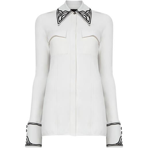 Proenza Schouler cloqué-effect pointed-collar shirt - bianco