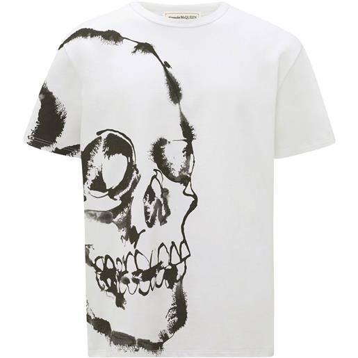 Alexander McQueen t-shirt watercolour skull - bianco