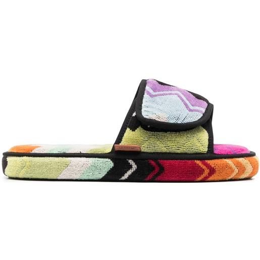 Missoni Home slippers a righe con strappi - rosa