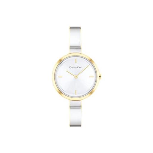 Calvin Klein orologio analogico al quarzo da donna con cinturino rigido in acciaio inossidabile two-tone