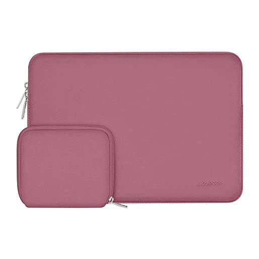 MOSISO laptop sleeve compatibile con mac. Book pro 16 2023-2019 m3 a2991 m2 a2780 m1 a2485 a2141/pro retina 15 a1398, 15-15,6 pollici notebook, neoprene borsa custodia con piccolo case, polverosa rosa