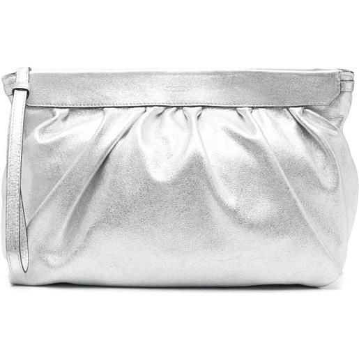 ISABEL MARANT clutch con ruches in pelle - argento