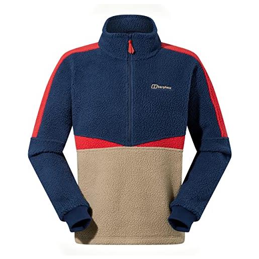 Berghaus houlton giacca in pile con mezza zip da uomo, dusk/kelp/molten lava, l