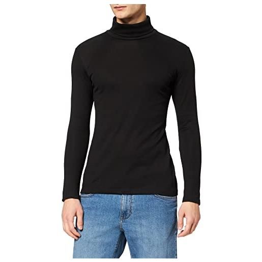 Trigema rollkragen-shirt camicia a collo alto a manica lunga, nero(schwarz), s uomo