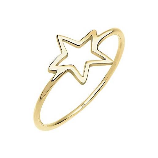 Elli premium anello con stella da donna in oro giallo 375, misura 54 (17.2)