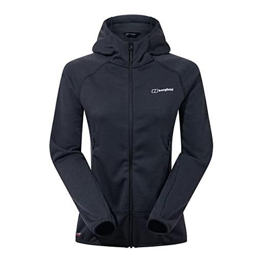 Berghaus heuberg polartec thermal pro giacca in pile con cappuccio da donna, jet black/grey pinstripe, 3xl