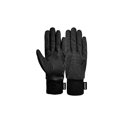Reusch guanti sportivi unisex merino pro touch-tec traspiranti, per corsa, ciclismo, escursionismo, uso quotidiano, con touchscreen, colore nero, 8, nero