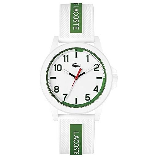 Lacoste orologio analogico al quarzo unisex per ragazzi con cinturino in silicone di diversi colori, verde/bianco (green/white)