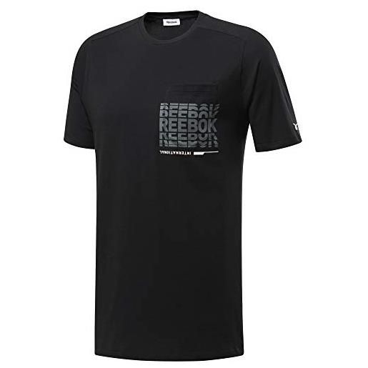 Reebok ts graphic pocket tee - maglietta da uomo, uomo, maglietta, fk6308, nero, l