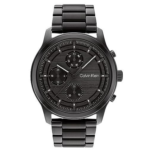 Calvin Klein orologio analogico multifunzione al quarzo da uomo con cinturino in acciaio inossidabile o in pelle black x1