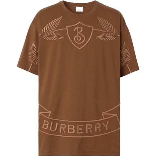 Burberry t-shirt con ricamo - marrone