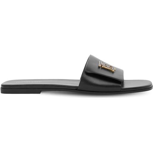 Burberry sandali con placca monogramma - nero