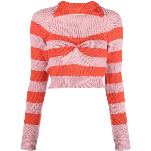 Marni maglione a righe con dettaglio cut-out - rosa
