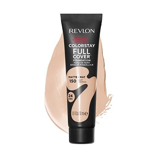 Revlon color. Stay full cover longwear matte foundation, resistente al calore e al sudore, trucco viso leggero, buff (150), 30 ml