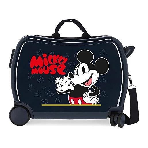 Disney mickey mouse fashion valigia per bambini blu 50 x 39 x 20 cm rigida abs chiusura a combinazione laterale 34 l 1,8 kg 4 ruote bagaglio a mano, blu, valigia per bambini