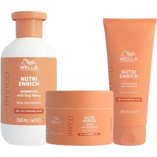 WELLA kit invigo nutri-enrich shampoo nutriente 300ml + maschera 150ml + balsamo 200ml