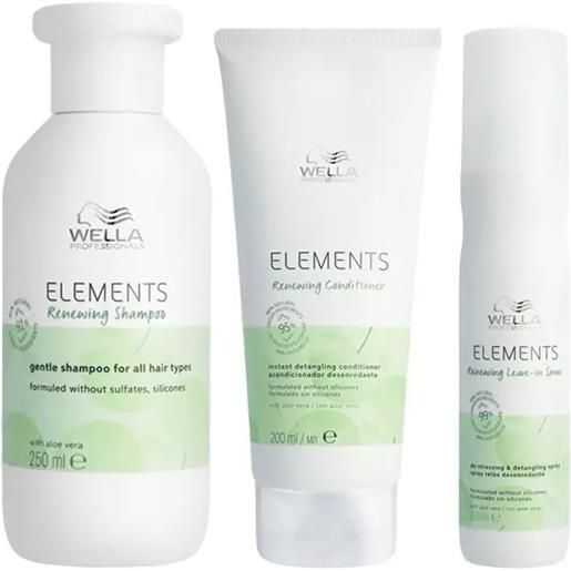 WELLA kit elements renewing shampoo 250ml + conditioner 200ml + leave-in spray 150ml