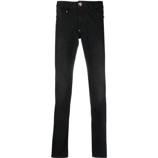 Philipp Plein jeans slim con placca logo - nero