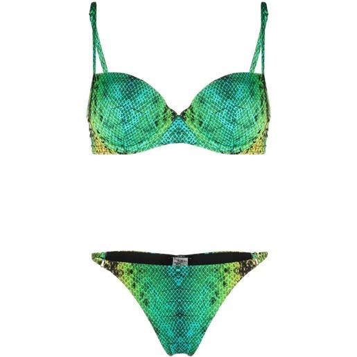 Noire Swimwear bikini con stampa effetto serpente - verde