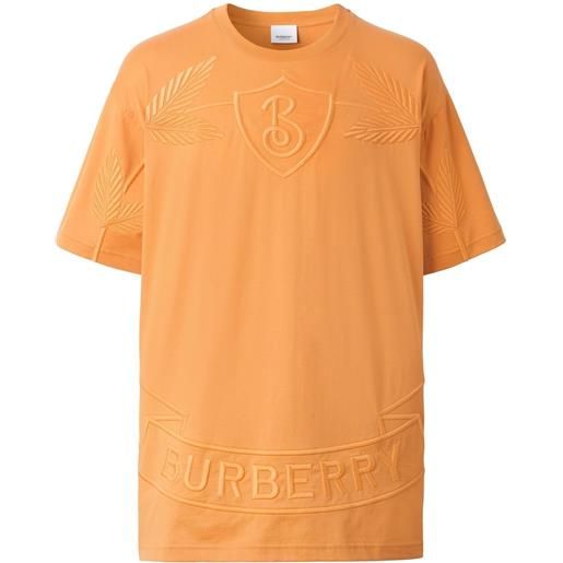 Burberry t-shirt con ricamo oak leaf crest - arancione