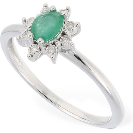 BLISS anello rugiada in oro 18kt / diamanti e smeraldo