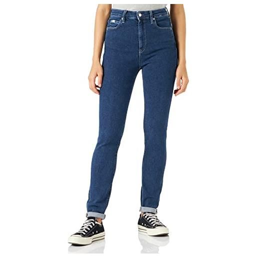 Calvin Klein Jeans - high rise skinny, pantaloni, donna, denim (denim dark), 31w / 30l