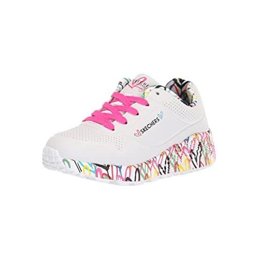 Skechers uno lite lovely luv, scarpe da ginnastica bambine e ragazze, bianca white synthetic h pink trim, 34 eu