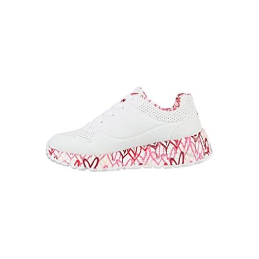 Skechers uno lite lovely luv, scarpe da ginnastica bambine e ragazze, bianca white synthetic red pink trim, 32 eu