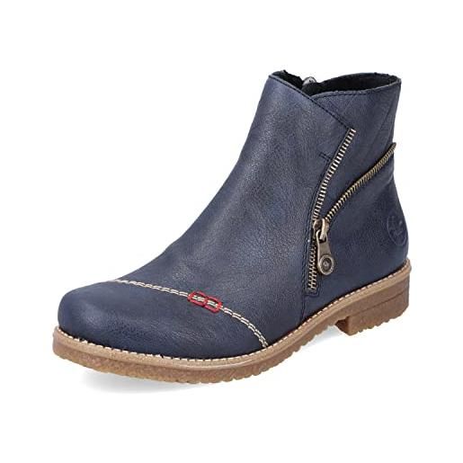 Rieker donna stivaletti 73571, signora bottini, boots, stivale, stivaletto, mezza scarpa, scarpetta, cerniera lampo, blu (blau / 14), 41 eu / 7.5 uk