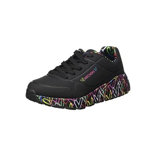 Skechers uno lite lovely luv, scarpe da ginnastica bambine e ragazze, nero black synthetic multi trim, 38 eu