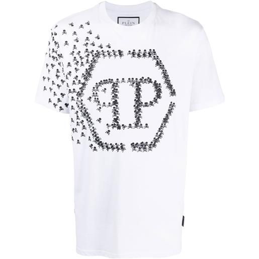 Philipp Plein t-shirt con stampa skull bones - bianco