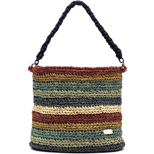 0711 borsa tote havana intrecciata - multicolore