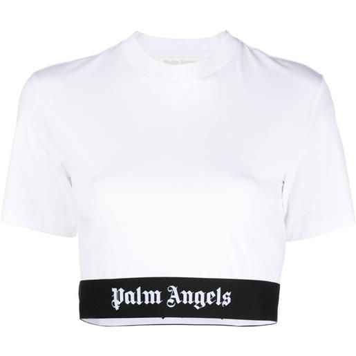Palm Angels t-shirt crop con banda logo - bianco