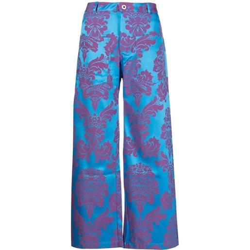 Marques'Almeida pantaloni crop a fiori - blu