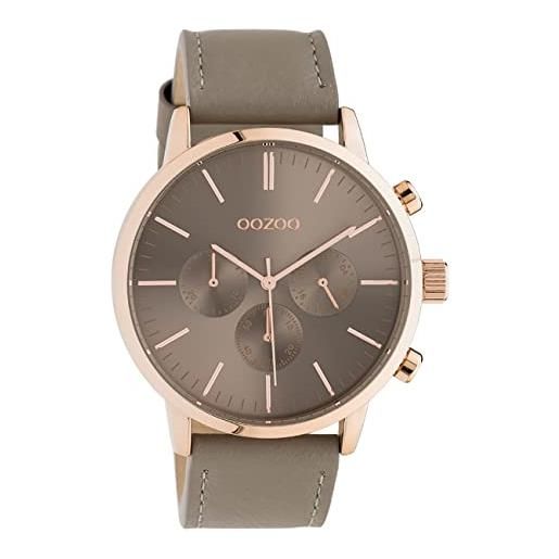 Oozoo timepieces - orologio da polso da uomo con cinturino in pelle da 22 mm, analogico, rotondo, oro rosa/tortora, cinghie