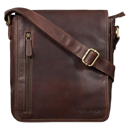 STILORD "will" classica messenger uomo in pelle borsello vintage borsa tracolla uomo piccola cuoio sottile per tablet colore: cognac marrone scuro