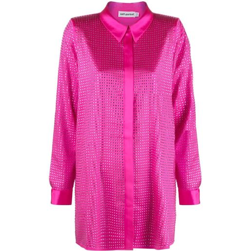 Self-Portrait camicia con strass - rosa