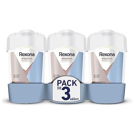 Rexona deodorante stick antitraspirante clean scent 96h 45 ml - set di 3