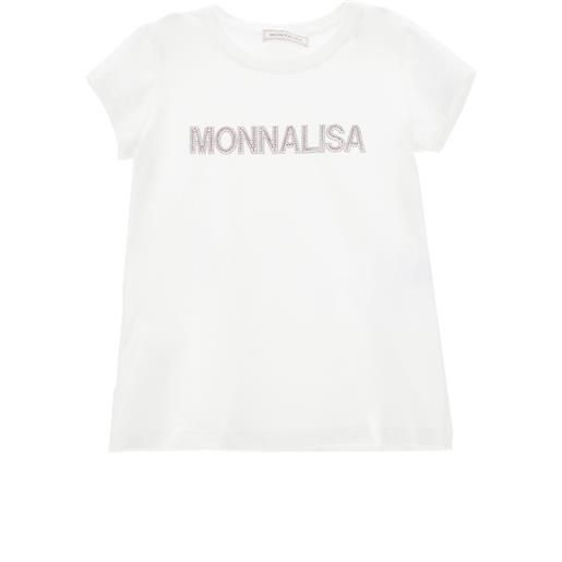 Monnalisa t-shirt cotone logato strass