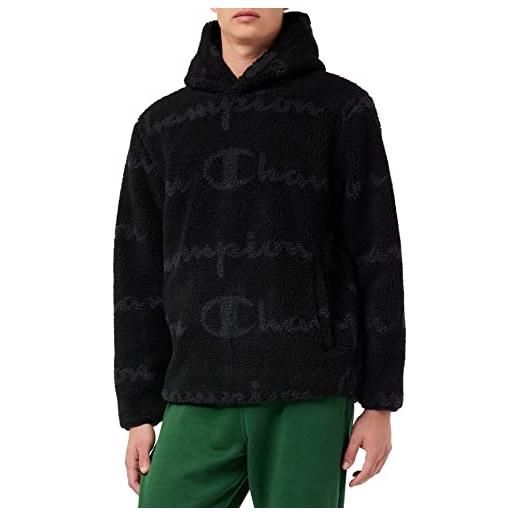 Champion polar allover, felpa con cappuccio uomo, nero, xl