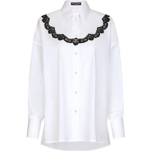 Dolce & Gabbana camicia con inserto in pizzo - bianco