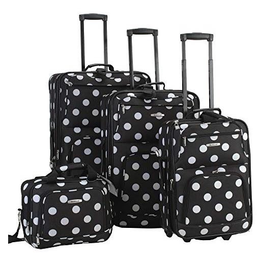 Rockland set di valigie verticali a pois, pois nero. , taglia unica, set di valigie verticali a pois