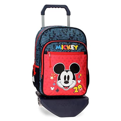 Disney mickey get moving zaino scuola con carrello multicolore 30 x 38 x 12 cm poliestere 13,68 l, multicolore, zaino scuola con carrello