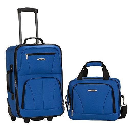 Rockland set di bagagli verticali softside di modo, blu, taglia unica, set di bagagli verticali softside di modo