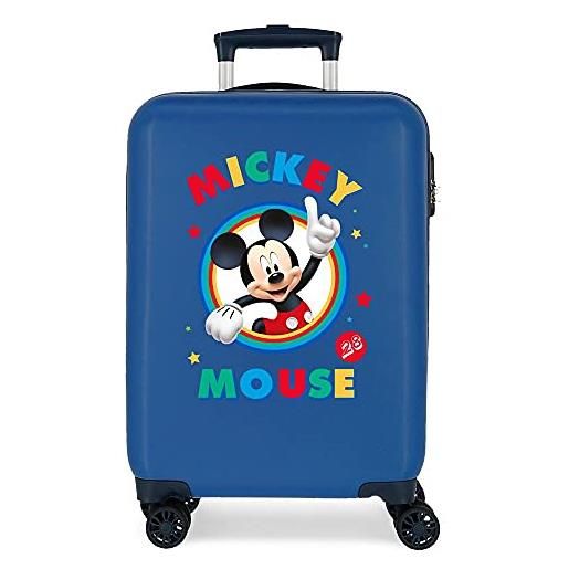 Disney circle mickey trolley cabina azzurro 37x55x20 cms rigida abs chiusura a combinazione numerica 34l 2,6kgs 4 doppie ruote bagaglio a mano